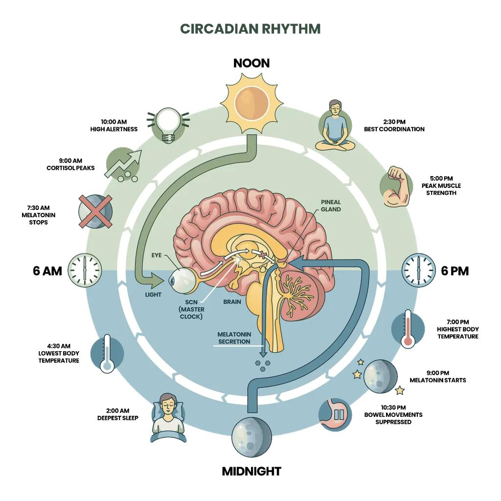 CIRCADIAN RYTHM IS THE 24 HOUR CYCLE OF OUR BODY PHYSIOLOGY